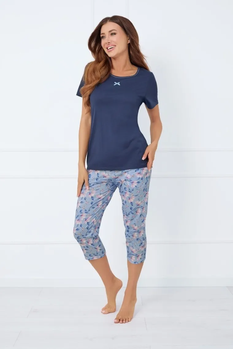 Piżama damska, granatowa, Italian Fashion