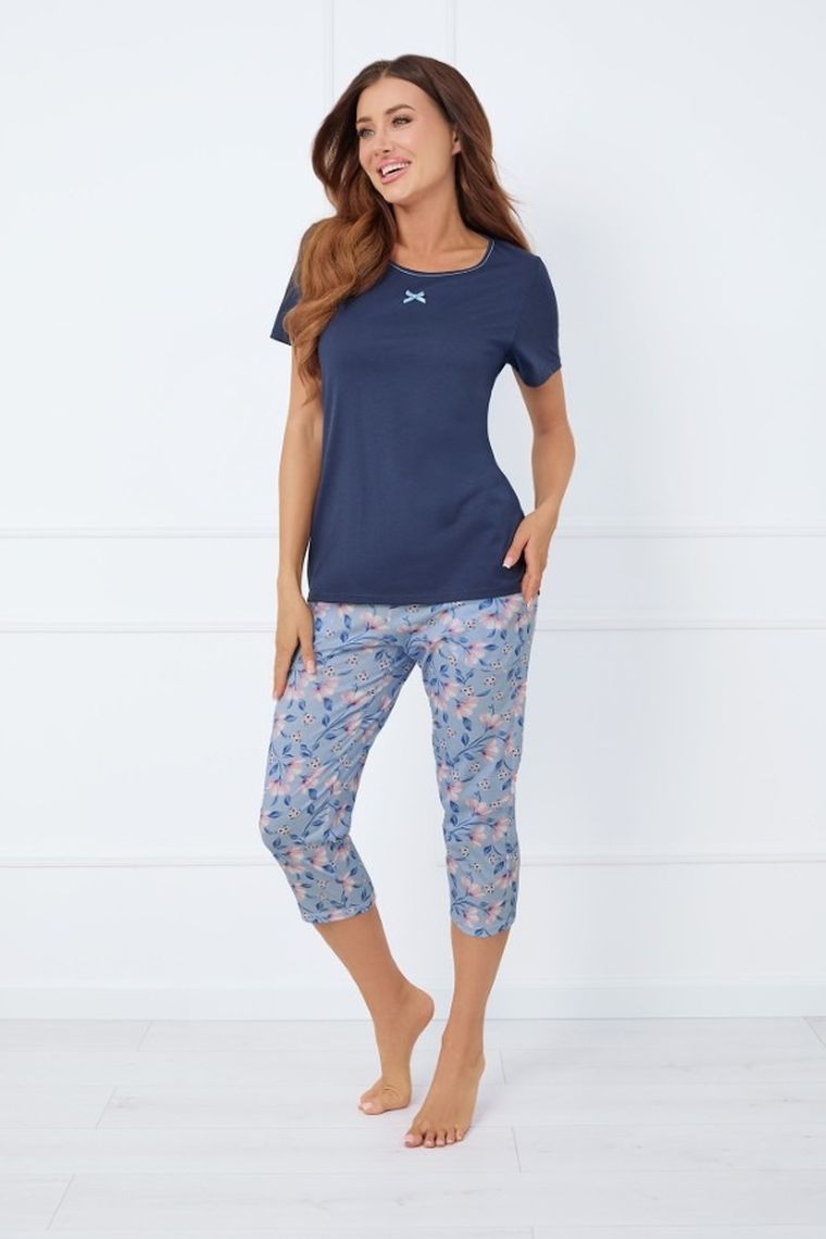 Piżama damska, granatowa, Italian Fashion