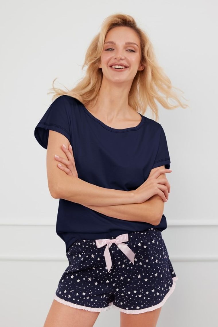 Piżama damska, granatowa, Libra, Italian Fashion