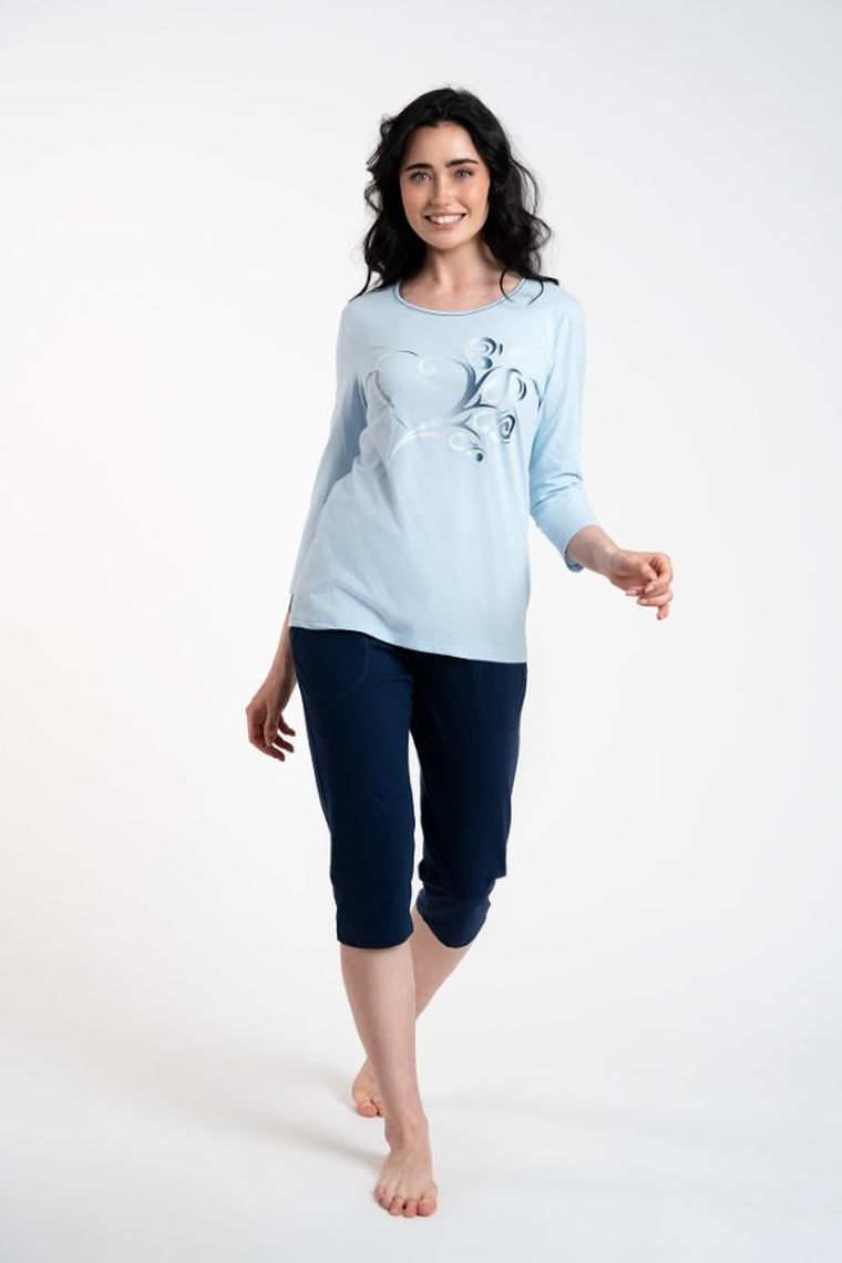 Piżama damska, niebieska, Arietta, Italian Fashion