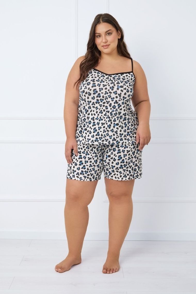 Piżama damska, plus size, beżowa, Italian Fashion