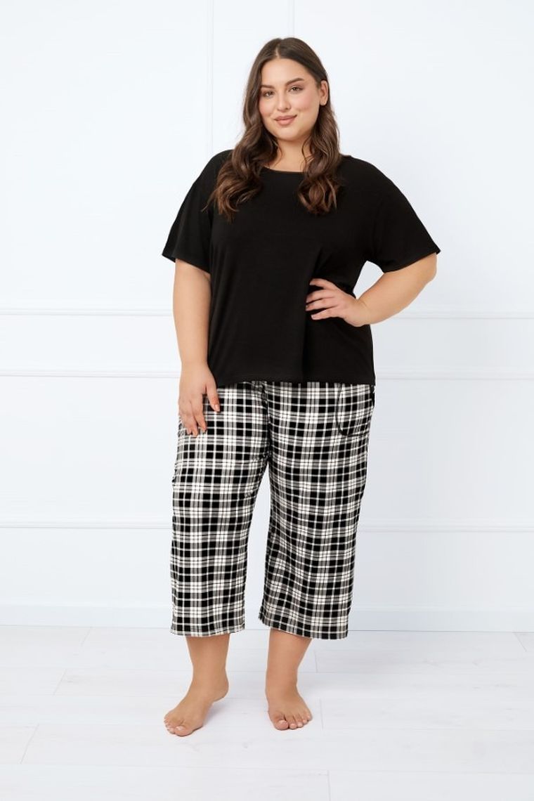 Piżama damska, plus size, czarna, Italian Fashion