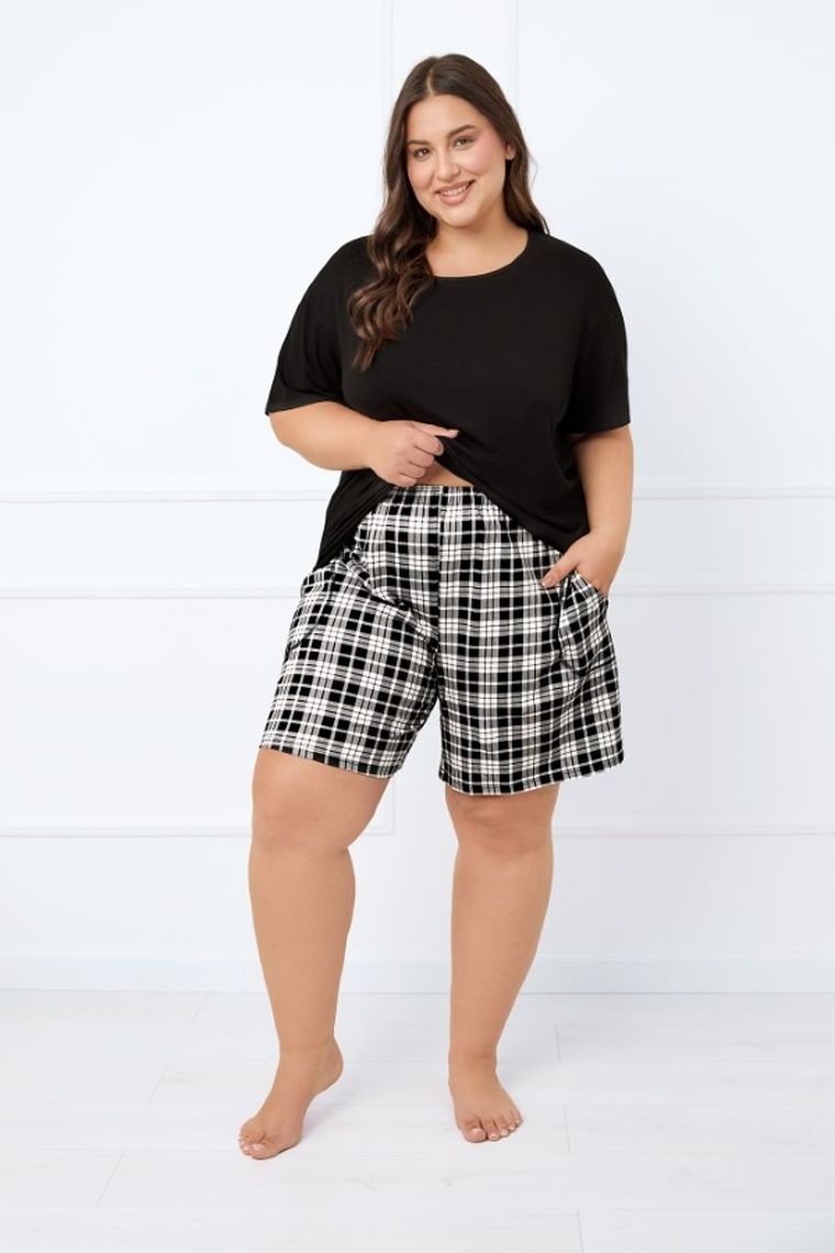 Piżama damska, plus size, czarna, Italian Fashion