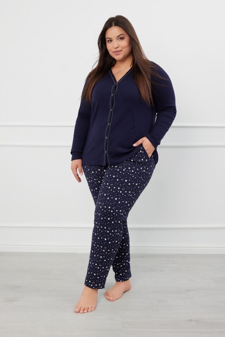 Piżama damska, plus size, granatowa, Libra, Italian Fashion
