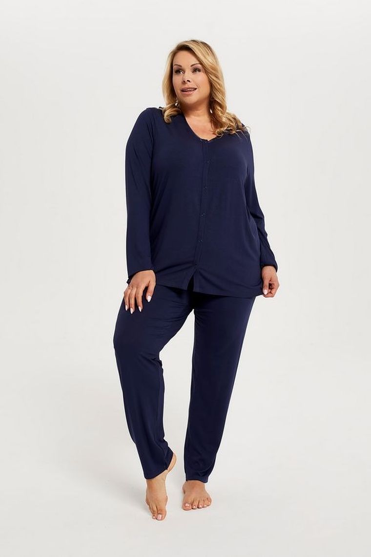 Piżama damska, plus size, granatowa, Song, Italian Fashion