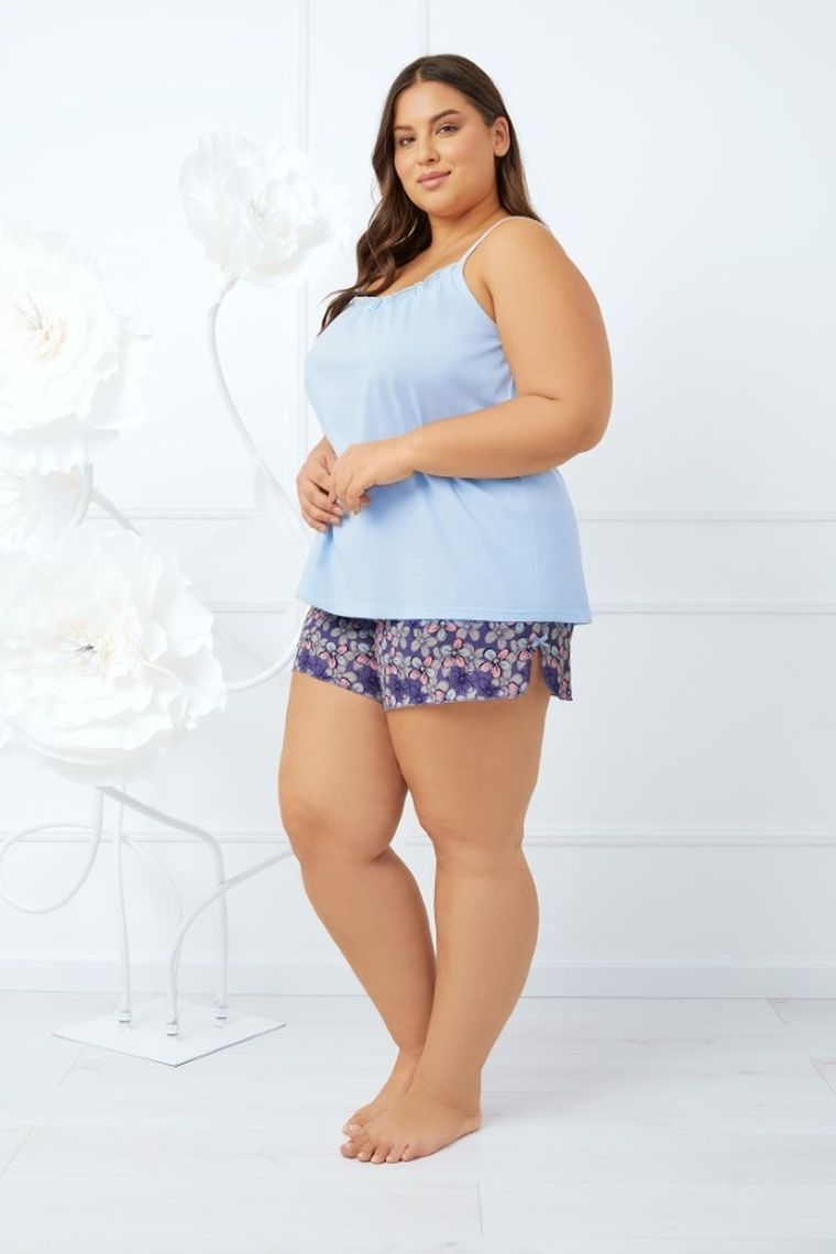 Piżama damska, plus size, niebieska, Italian Fashion