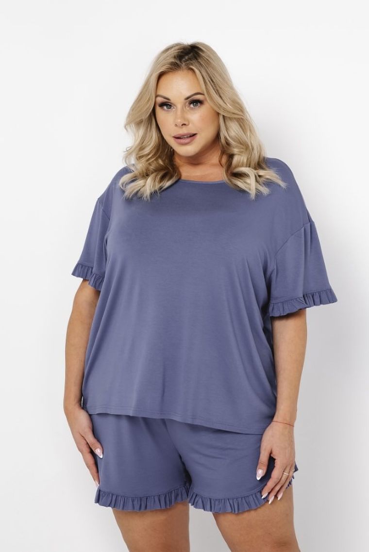 Piżama damska, plus size, niebieska, Styl, Italian Fashion