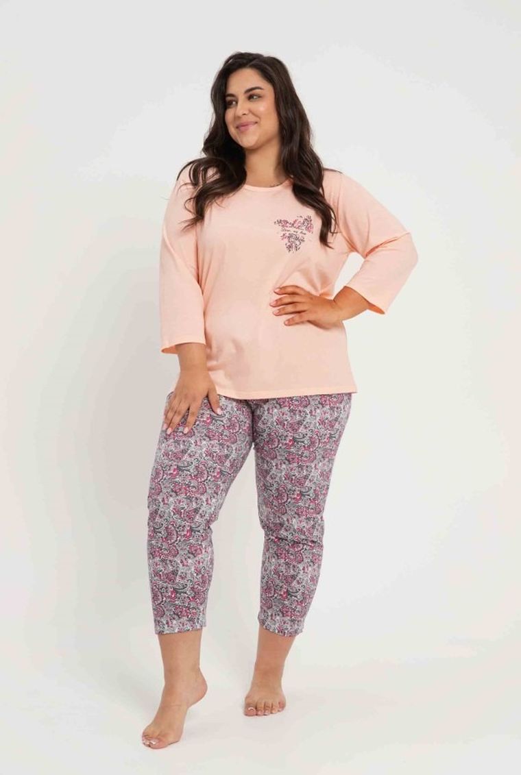 Piżama damska, plus size, różowa, Melissa, Taro