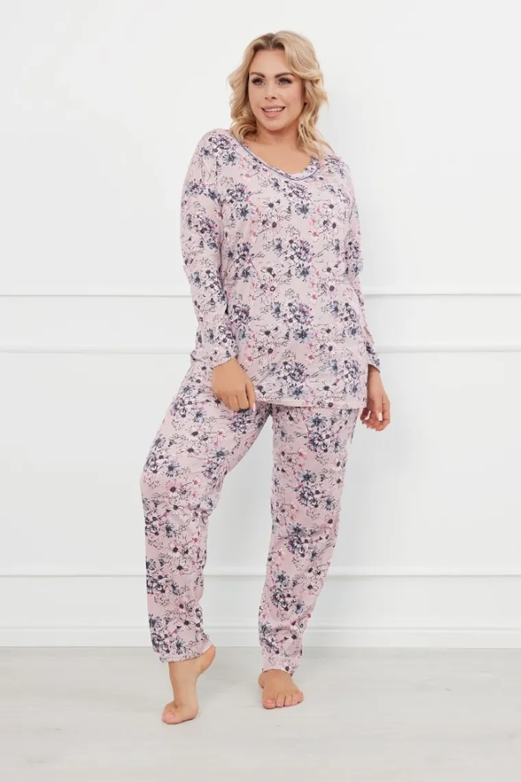 Piżama damska, plus size, różowa, Toliana, Italian Fashion