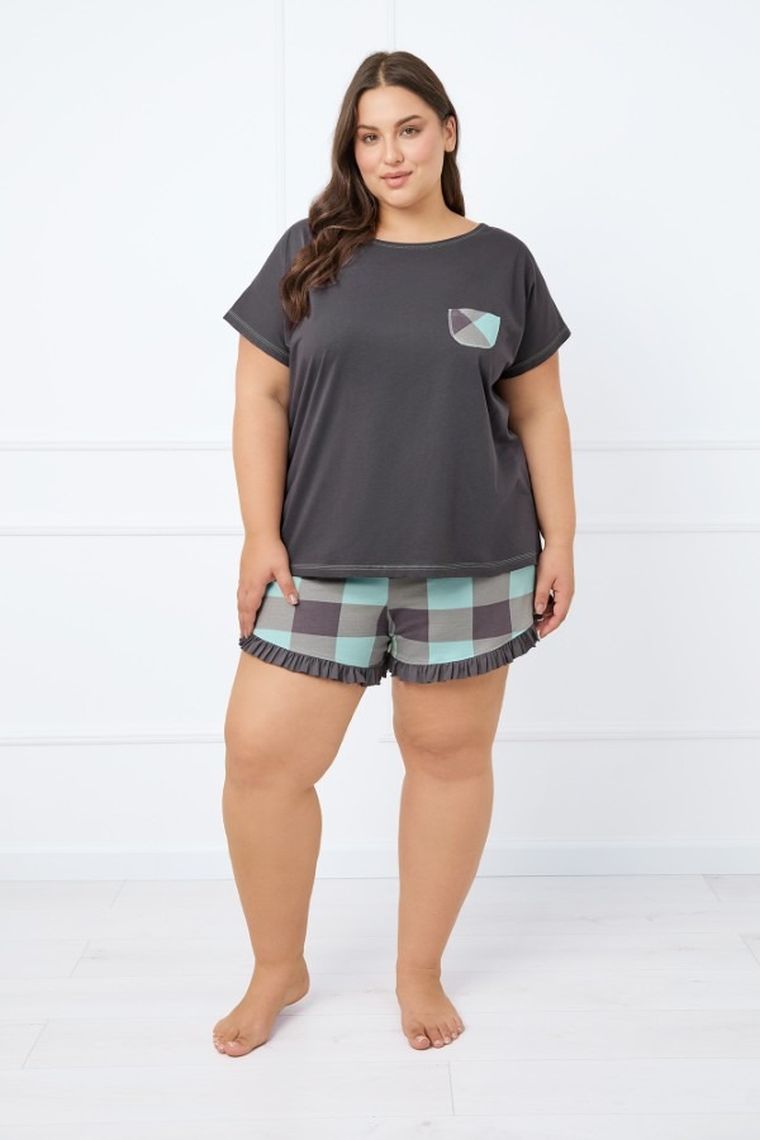 Piżama damska, plus size, szara, Italian Fashion