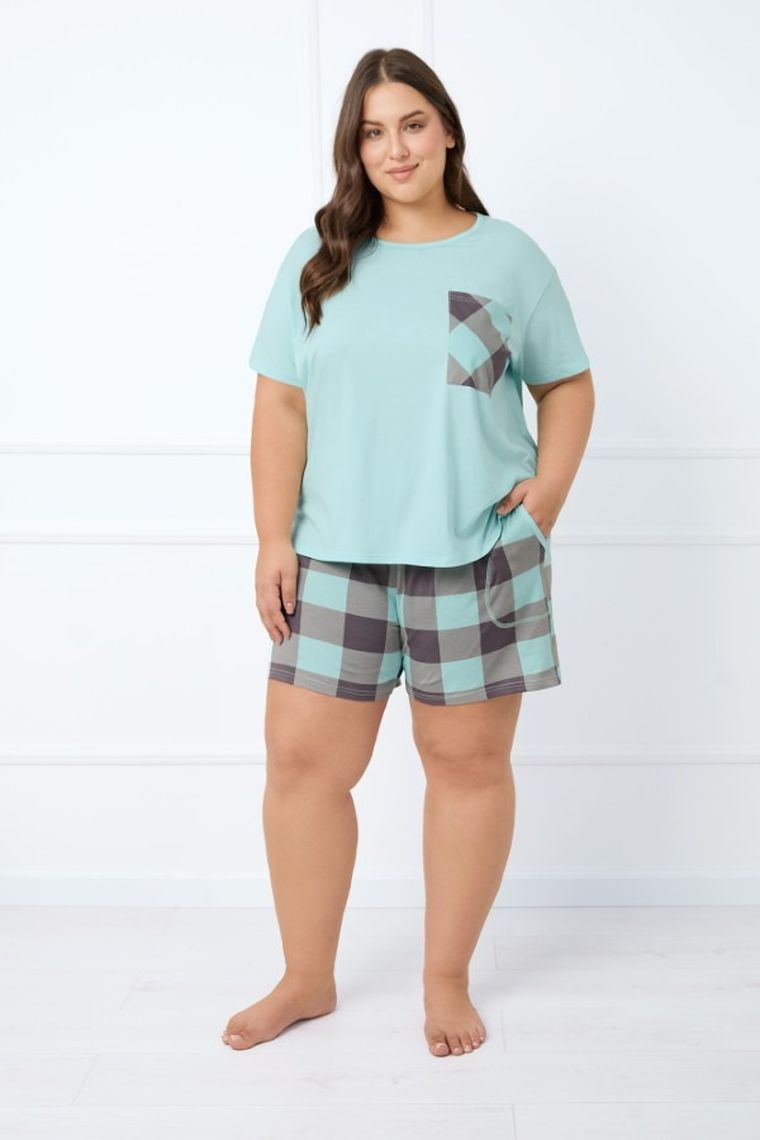 Piżama damska, plus size, turkusowa, Italian Fashion