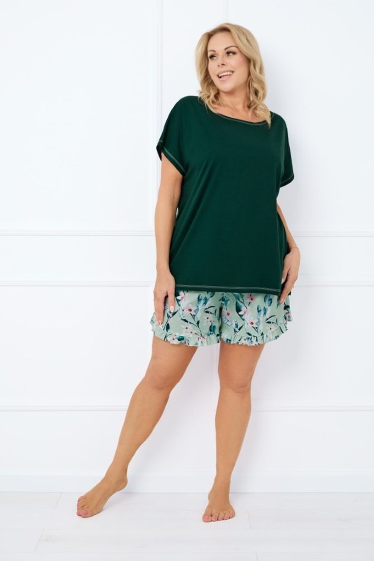 Piżama damska, plus size, zielona, Italian Fashion