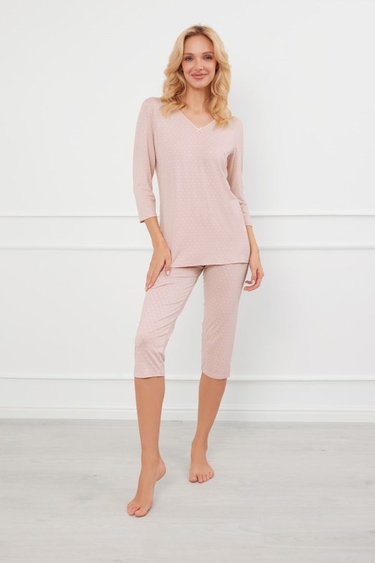 Piżama damska, różowa, Puntini, Italian Fashion