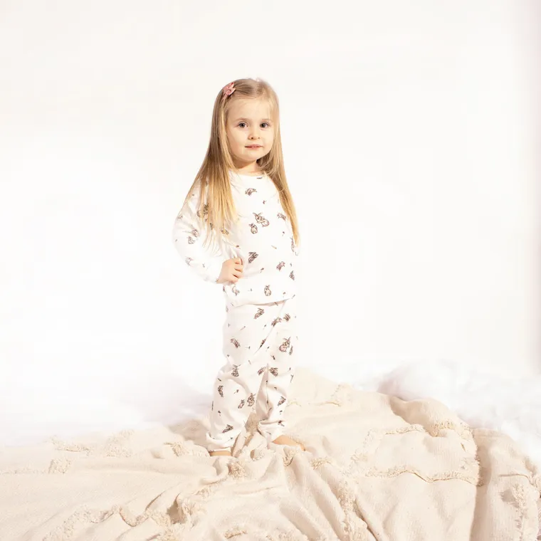 Piżama dziewczęca, beżowa, Nicol