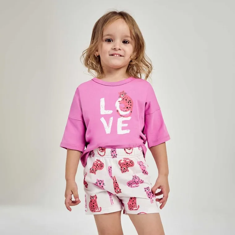 Piżama dziewczęca, różowo-biała, Taro