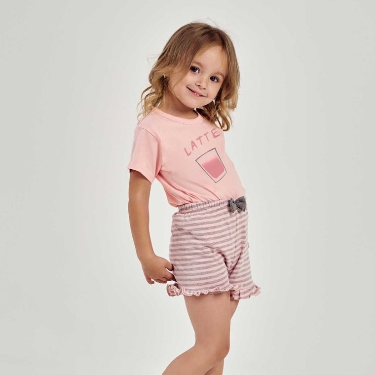 Piżama dziewczęca, różowo-szara, Taro