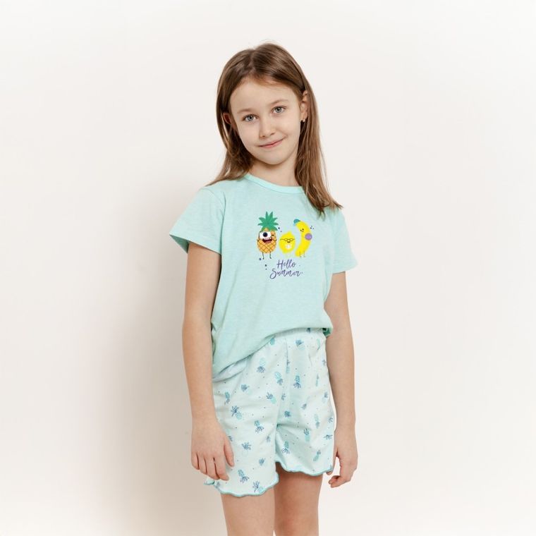Piżama dziewczęca, turkusowa, Taro