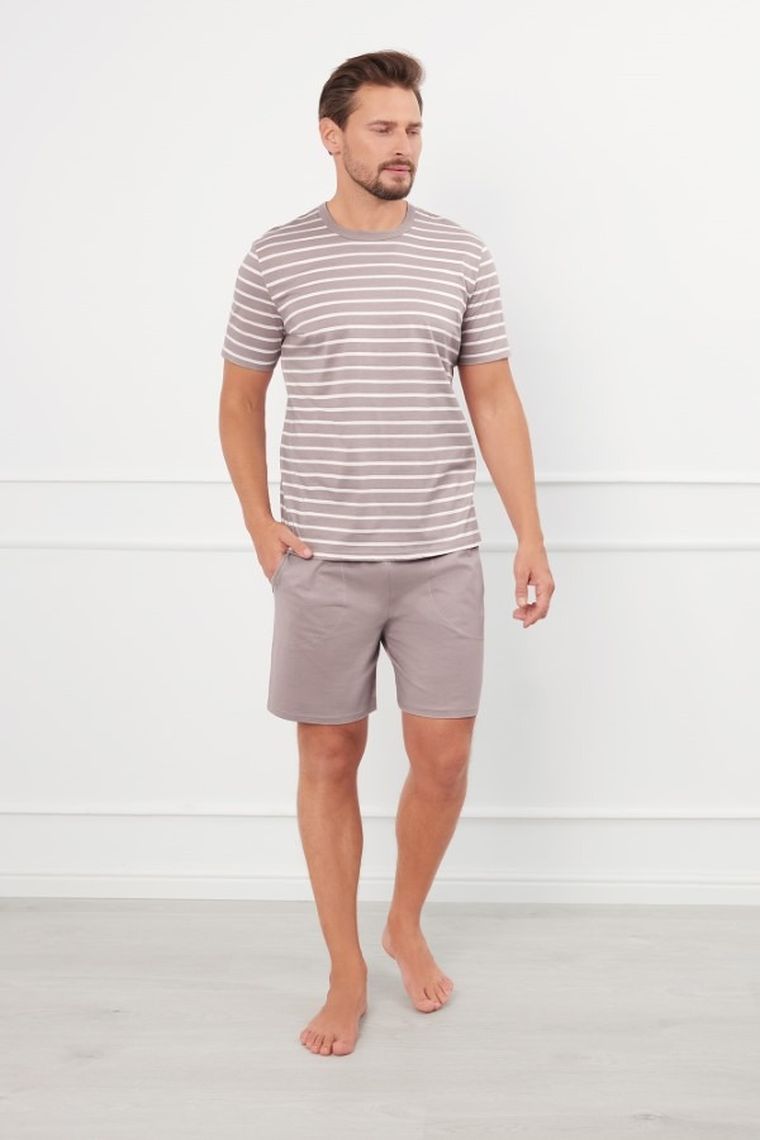 Piżama męska, beżowa, Bert, Italian Fashion