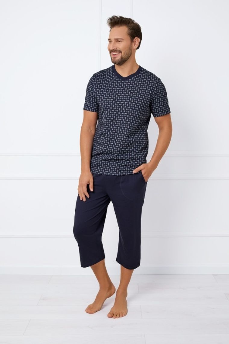 Piżama męska, granatowa, Italian Fashion