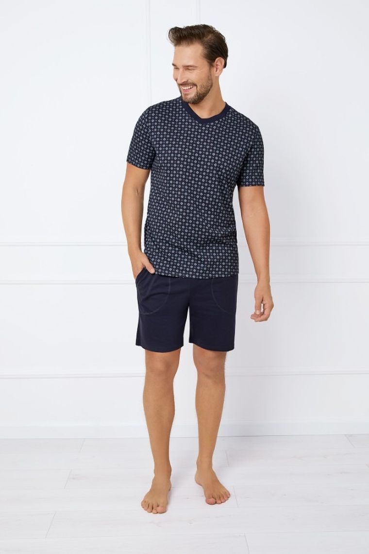 Piżama męska, granatowa, Italian Fashion