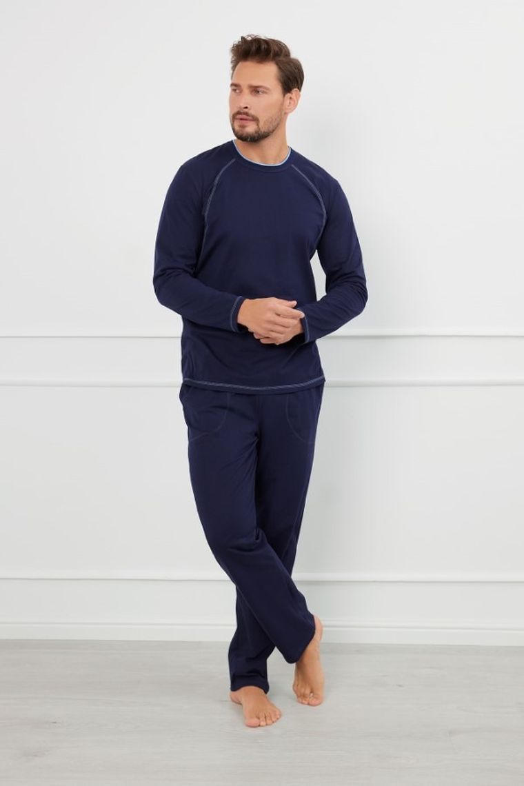 Piżama męska, granatowa, Salomon, Italian Fashion