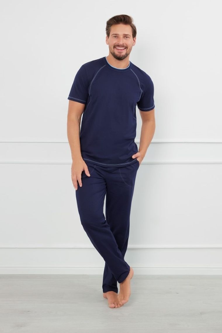 Piżama męska, granatowa, Salomon, Italian Fashion
