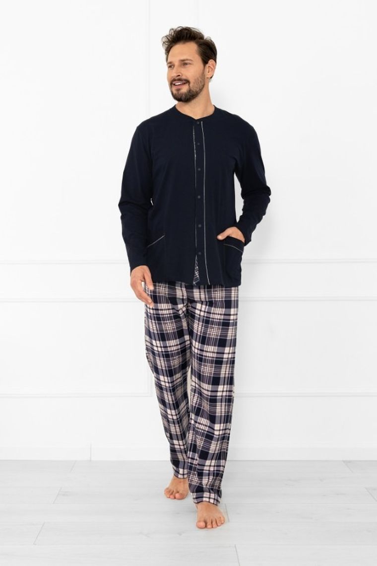 Piżama męska, granatowa, Sambor, Italian Fashion