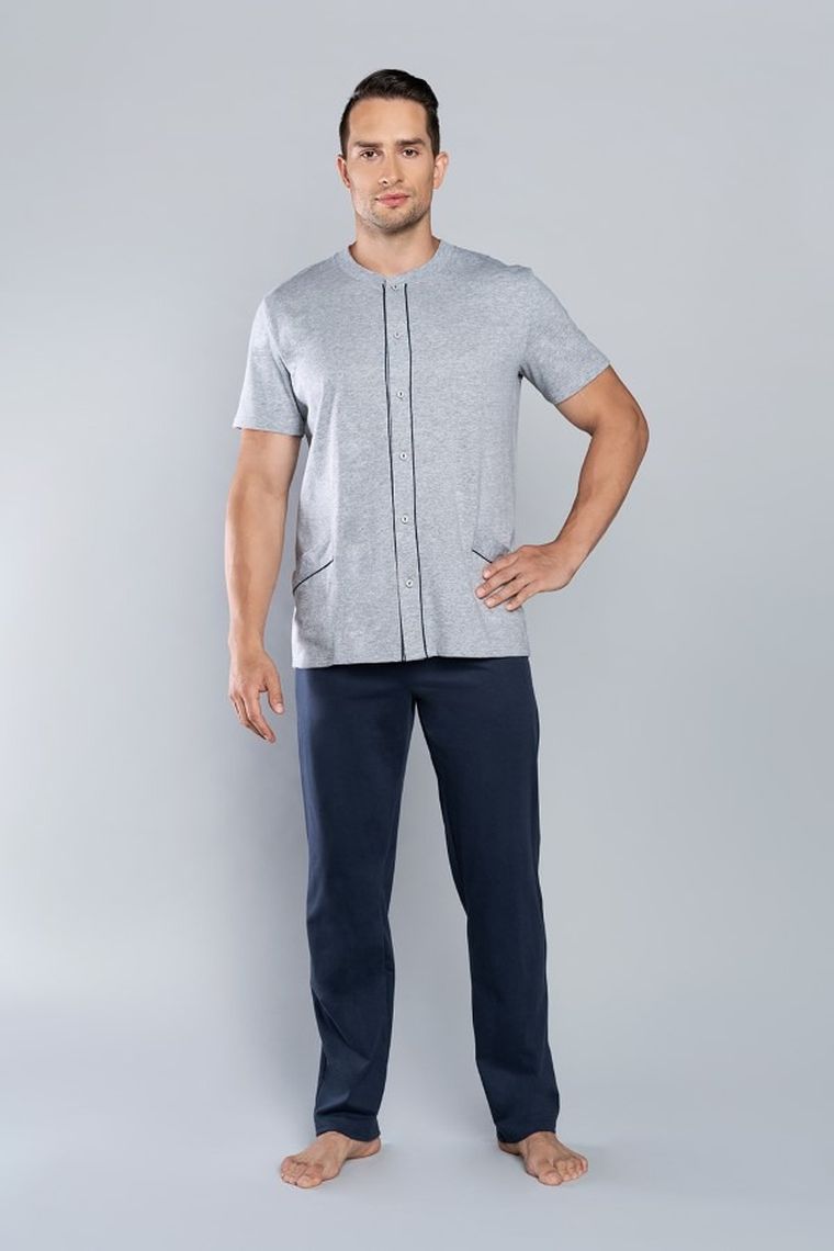 Piżama męska, szaro-granatowa, Alcest, Italian Fashion