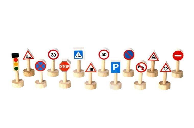 Plan Toys, Drewniane znaki drogowe i światła