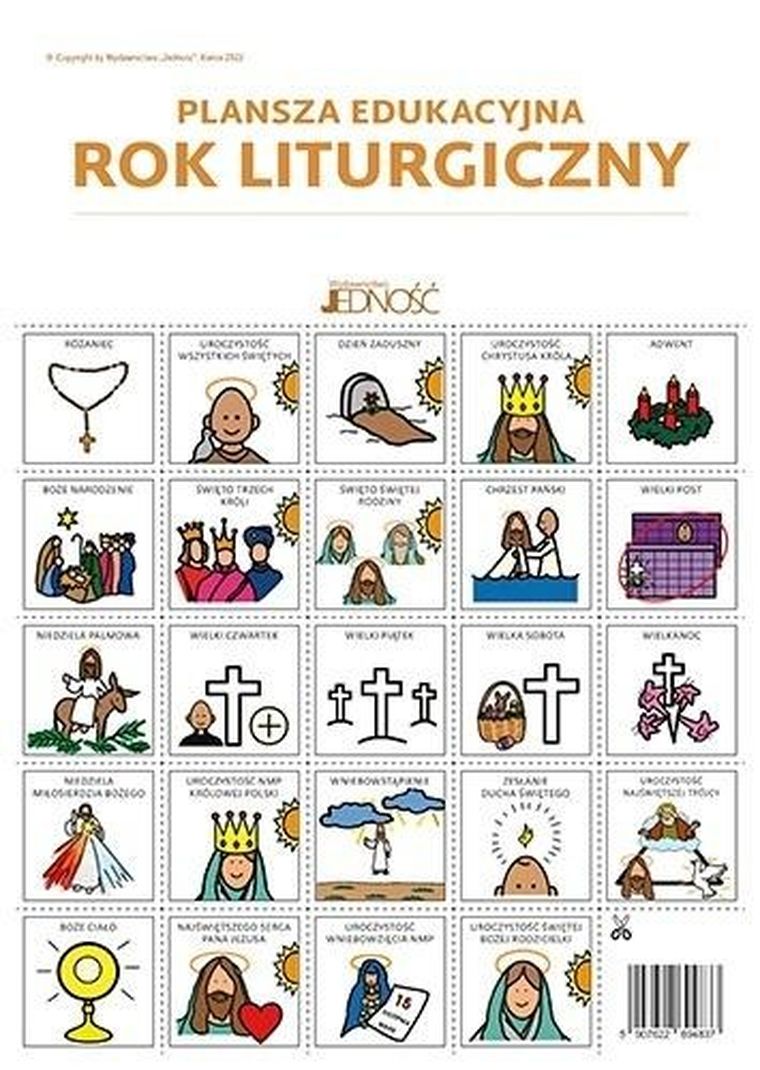 Plansza edukacyjna. Rok liturgiczny z symbolami PCS