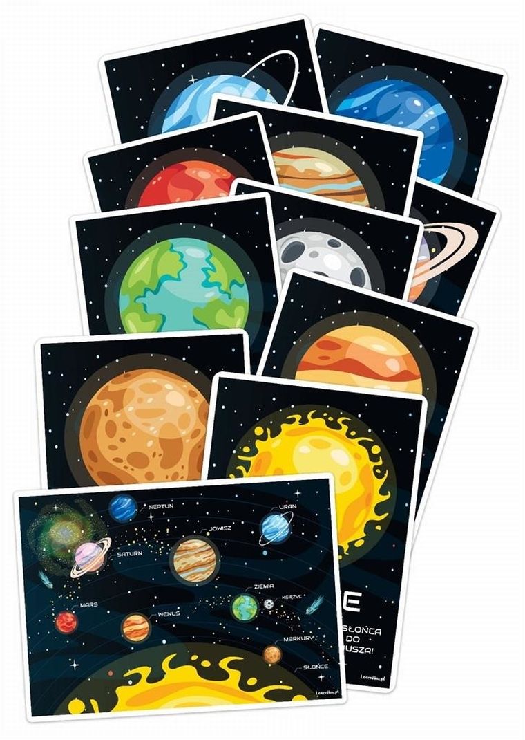 Plansze edukacyjne A4. Kosmos. 11 kart