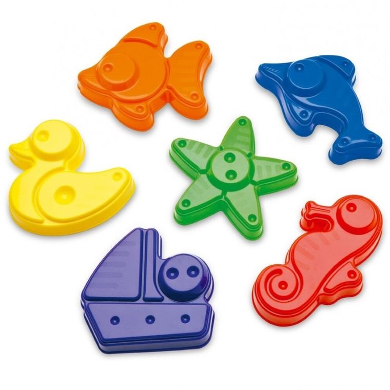 Plasto, duże foremki do piasku, 9-12 cm, 6 elementów