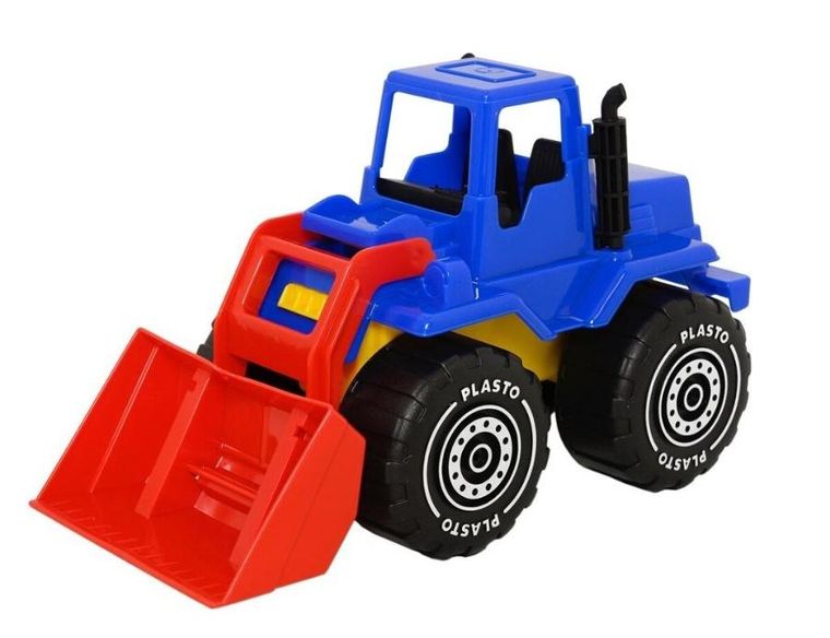 Plasto, Ładowacz czołowy, pojazd budowlany, niebiesko-czerwony, 30 cm