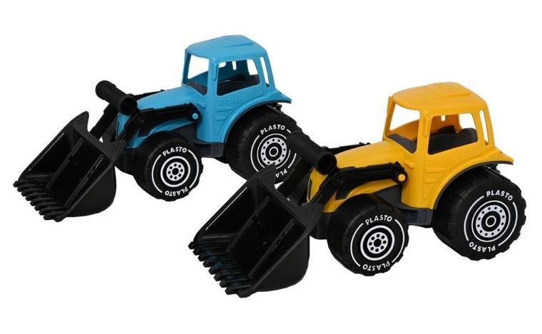 Plasto, traktor z ładowaczem, żółty/turkusowy, 32 cm