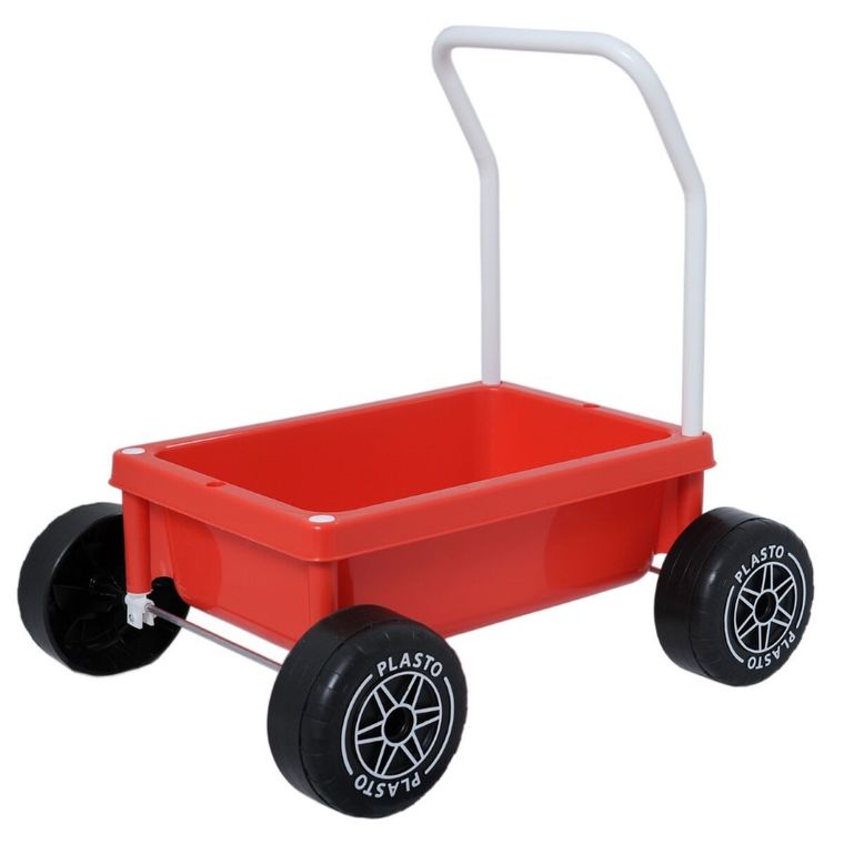 Plasto, wózek chodzik z cichymi kołami, czerwony