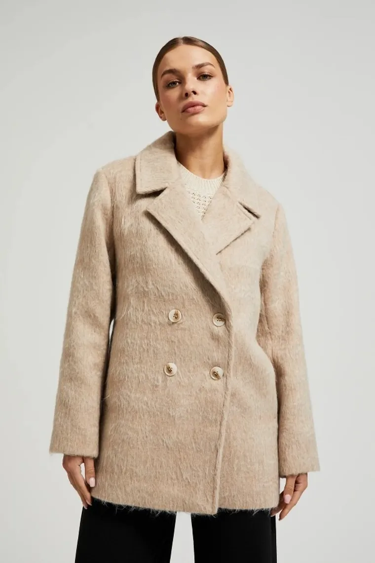 Płaszcz damski, beżowy, Moodo