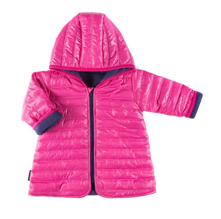 Płaszcz dziewczęcy z kapturem, różowy, pikowany, Eevi