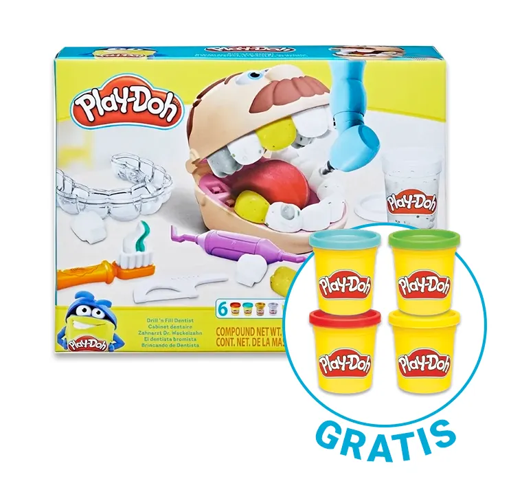 Play-Doh, Dentysta, 6 tub, zestaw kreatywny + 4 tuby GRATIS, zestaw promocyjny
