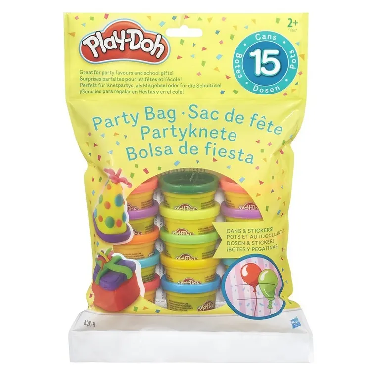 Play-Doh, Party Bag, zestaw imprezowy, 15 kolorów i naklejki
