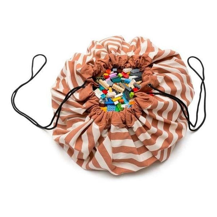 Play&Go, worek na zabawki i mata do zabawy, Stripes Brown, 140 cm