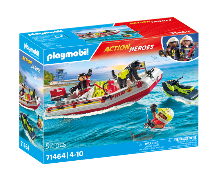 Playmobil, Action Heroes, Łódz straży pożarnej ze skuterem wodnym, 71464