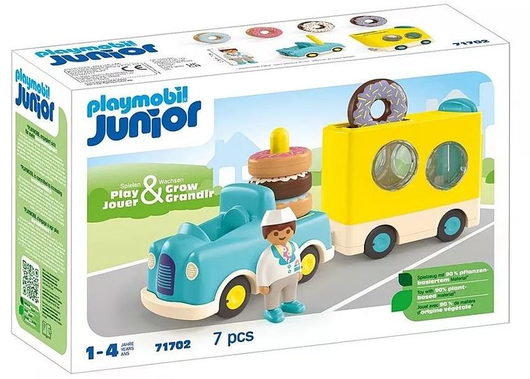 Playmobil, Junior, Szalony Donut Truck z funkcją układania i sortowania, 71702