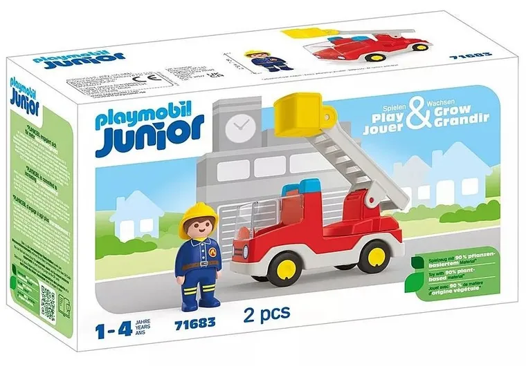 Playmobil, Junior, Wóz strażacki z drabiną, 71683