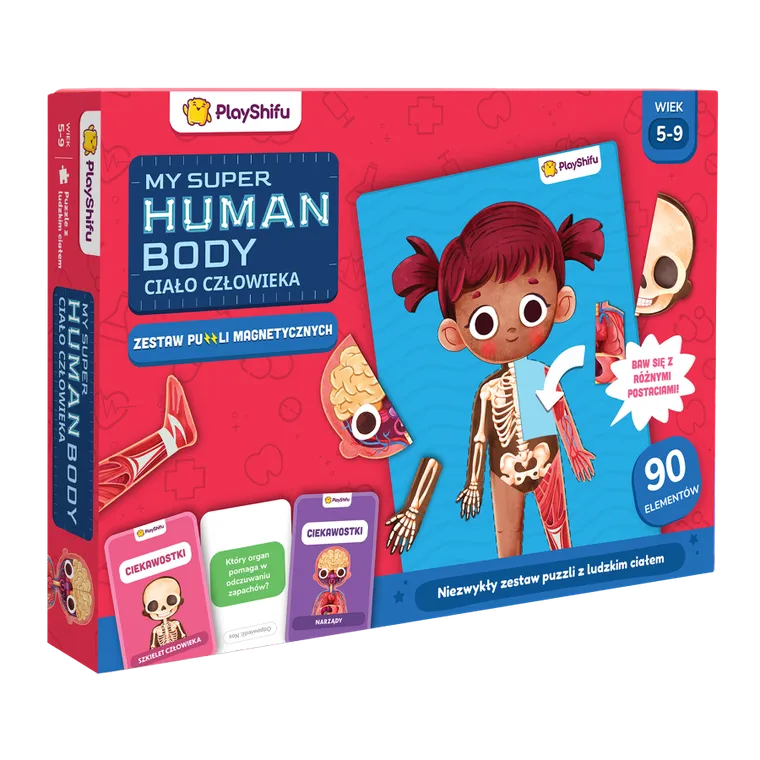 Playshifu, My Super Human Body, Ciało Człowieka, edukacyjne puzzle magnetyczne, 90 elementów