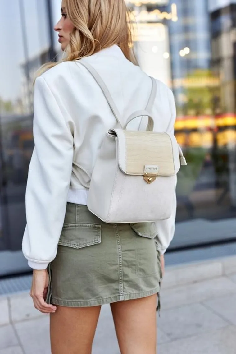 Plecak, beżowy, skóra ekologiczna, Peterson