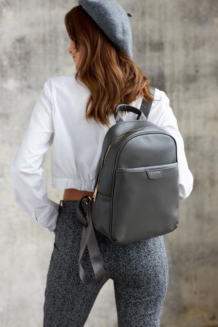 Plecak damski, grafitowy, skóra ekologiczna, Peterson