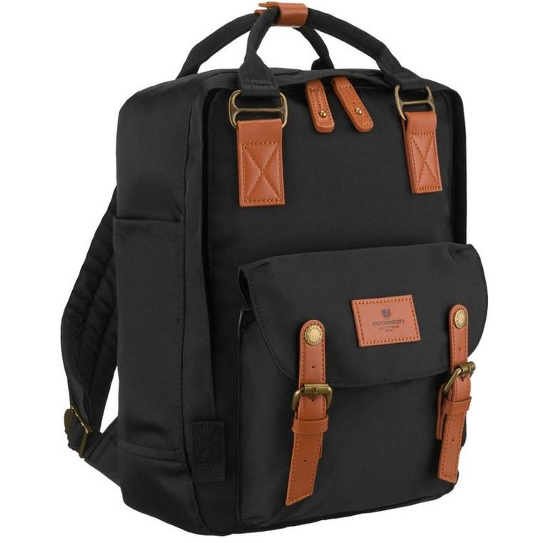 Plecak miejski, czarno-brązowy, Peterson