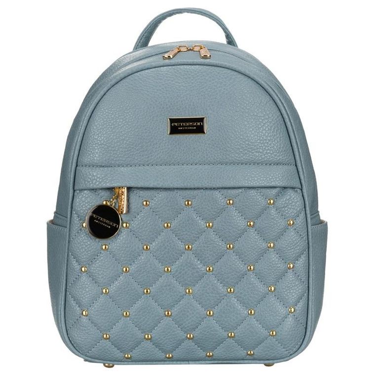 Plecak miejski, niebieski, skóra ekologiczna, Peterson