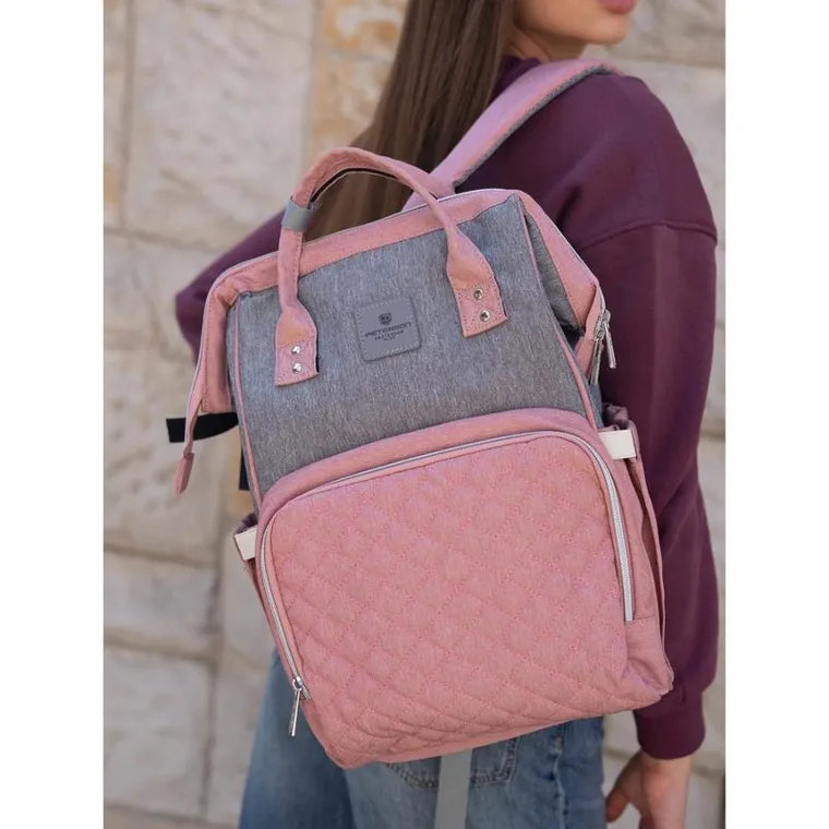 Plecak miejski, szaro-różowy, Peterson