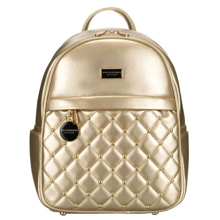 Plecak miejski, złoty, skóra ekologiczna, Peterson